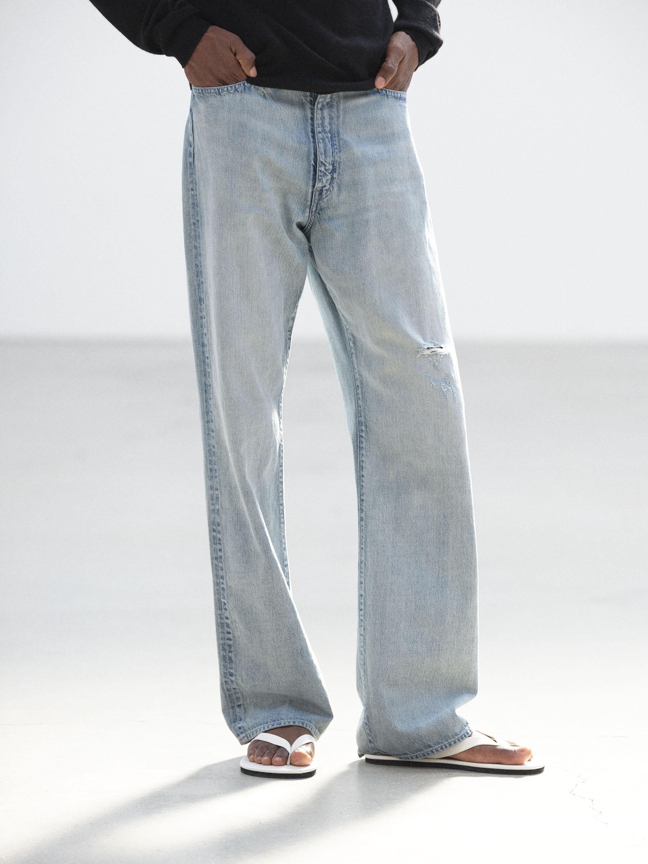 【代购】AURALEE 26ss Light denim pant 水洗破坏做旧直筒牛仔裤