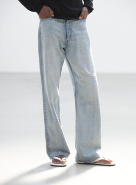 【代购】AURALEE 26ss Light denim pant 水洗破坏做旧直筒牛仔裤