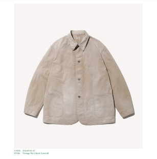 25aw APRESSE Pincheck coverall 夹克 复古水洗做旧工装 代购
