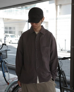 【代购】ANACHRONORM 26ss Open collar shirt人造丝开襟长袖衬衫
