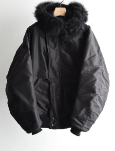 hooded coat棉丝混纺毛领军工大衣 Military 25aw 代购 COMOLI