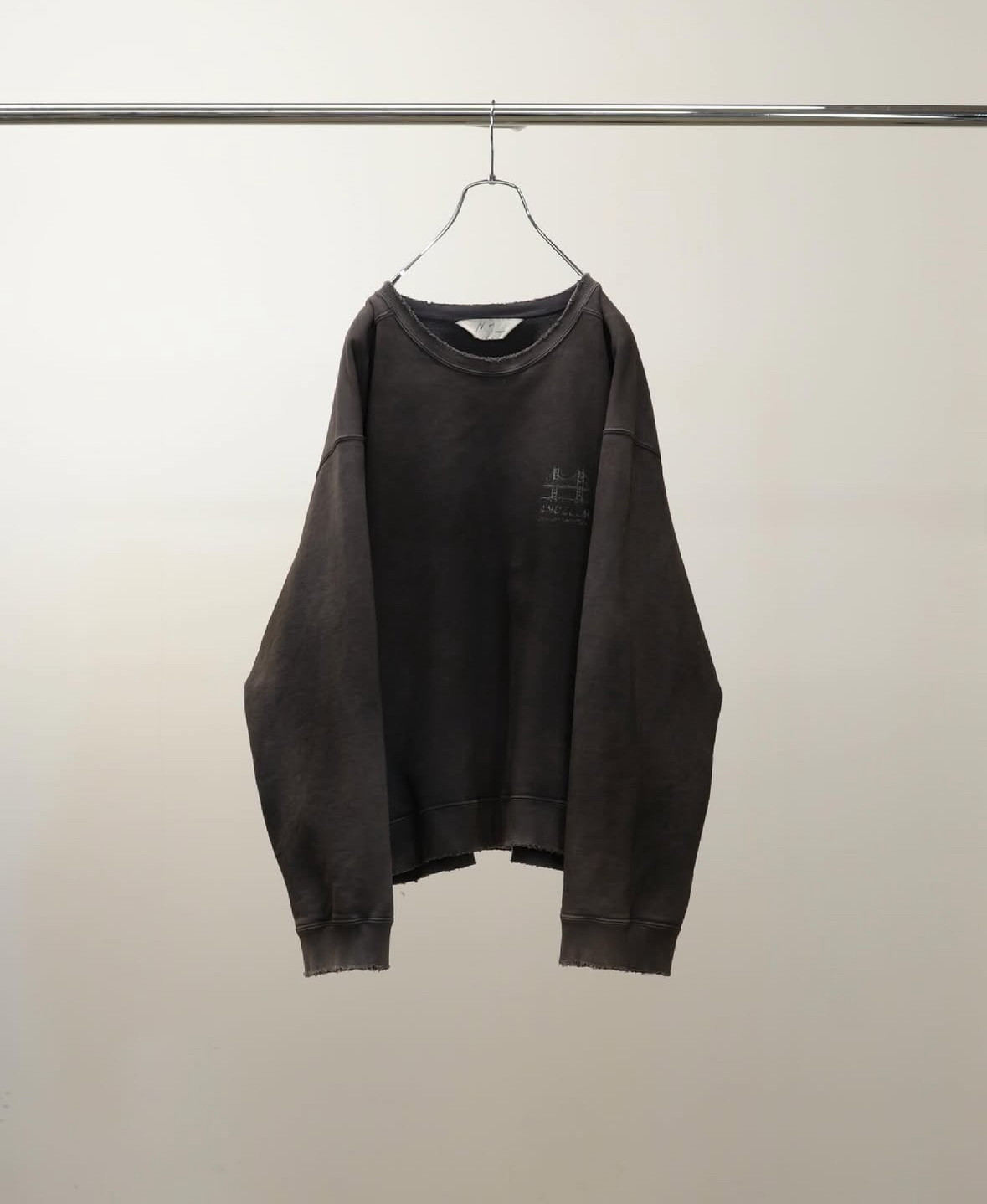 【代购】ANCELLM 25aw Bridge sweat shirt 染色做旧印花圆领卫衣