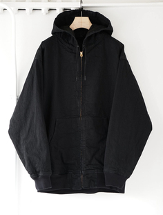 25aw COMOLI 代购 黑色牛仔拉链帽衫 zip parka Blackdenim