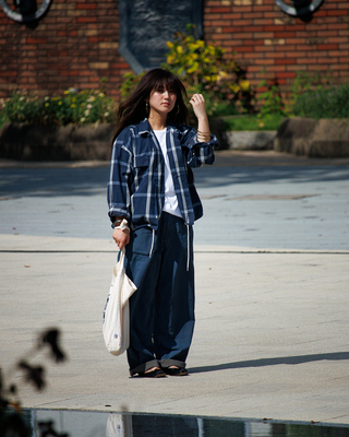 25秋冬新款法兰绒格纹开襟长袖