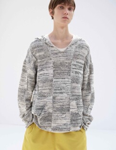 【代购】AURALEE 26ss Panel knit PO parka 亚麻毛巾料针织帽衫
