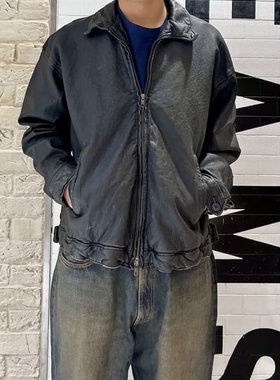 【折扣代购】BEAMS 25aw Leather zip jacket 做旧羊皮拉链夹克