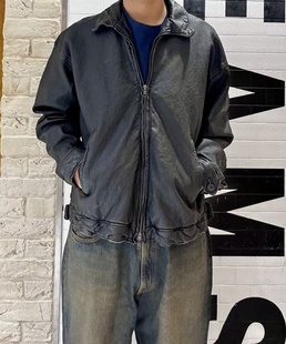25aw BEAMS Leather zip 做旧羊皮拉链夹克 jacket 折扣代购
