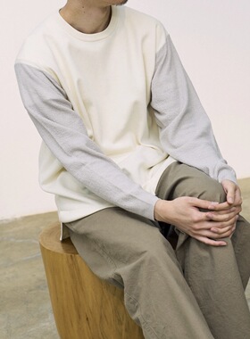 【代购】BATONER For coc 26ss Amunzen crewneck面料拼接圆领T恤