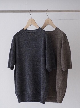 【代购】BATONER 26ss Linen crew neck ss 高支水洗亚麻短针织衫