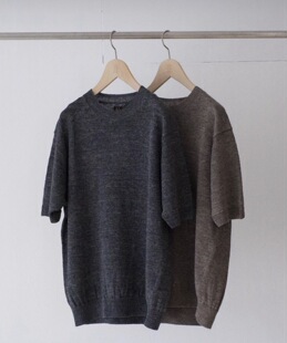 【代购】BATONER 26ss Linen crew neck ss 高支水洗亚麻短针织衫