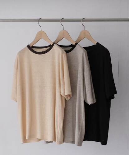 春夏新款水洗加工亚麻短袖T恤