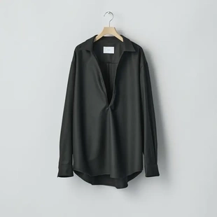 【代购】SSSTEIN 25aw Skipper shirt 羊毛法兰绒廓形船长领衬衫