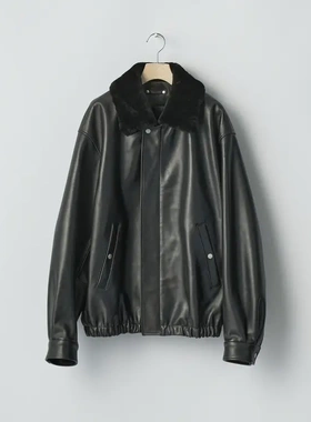 【代购】SSSTEIN 25aw Mouton collar zip jacket 皮草领拉链皮衣