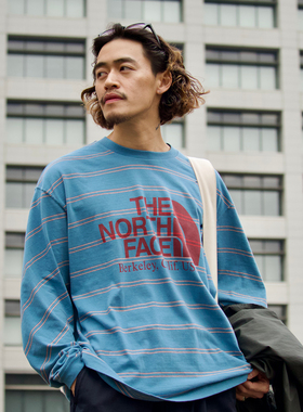 【代购】TNF北面紫标26ss Striped tee 撞色Logo条纹长袖T恤