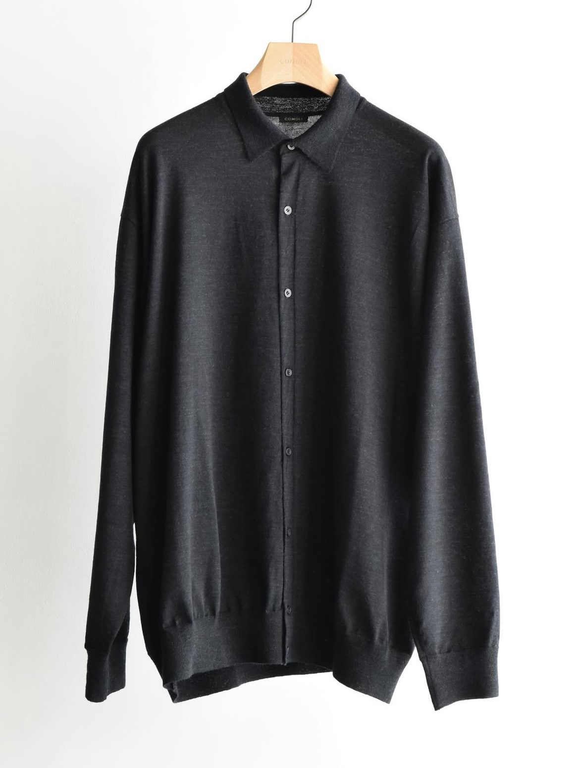 秋冬新款纯羊毛衬衫领针织开衫