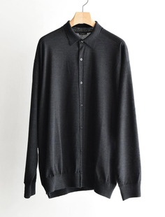 25aw COMOLI 代购 领针织开衫 衿付Cardigan 纯羊毛衬衫 Wool