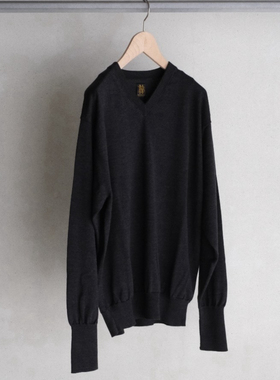 【代购】BATONER 25aw Babywool Vneck 纯羊羔毛V领套头针织衫