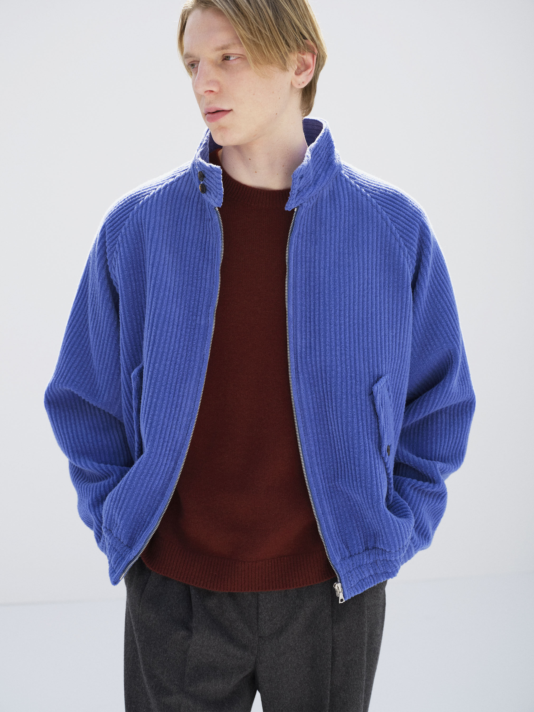 AURALEE26aw Cashmere corduroy zipblouson羊毛羊绒夹克