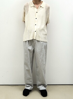 【代购】YOKE 26ss Rib knit sheer shirt 棉尼针织网眼针织开衫