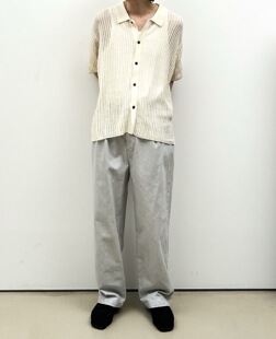 26ss Rib knit shirt YOKE sheer 棉尼针织网眼针织开衫 代购