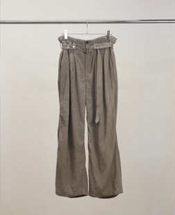 26ss ANCELLM 代购 亚麻混纺垂坠腰带西裤 tuck slacks Crepe