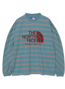 【代购】TNF北面紫标26ss Striped tee 撞色Logo条纹长袖T恤