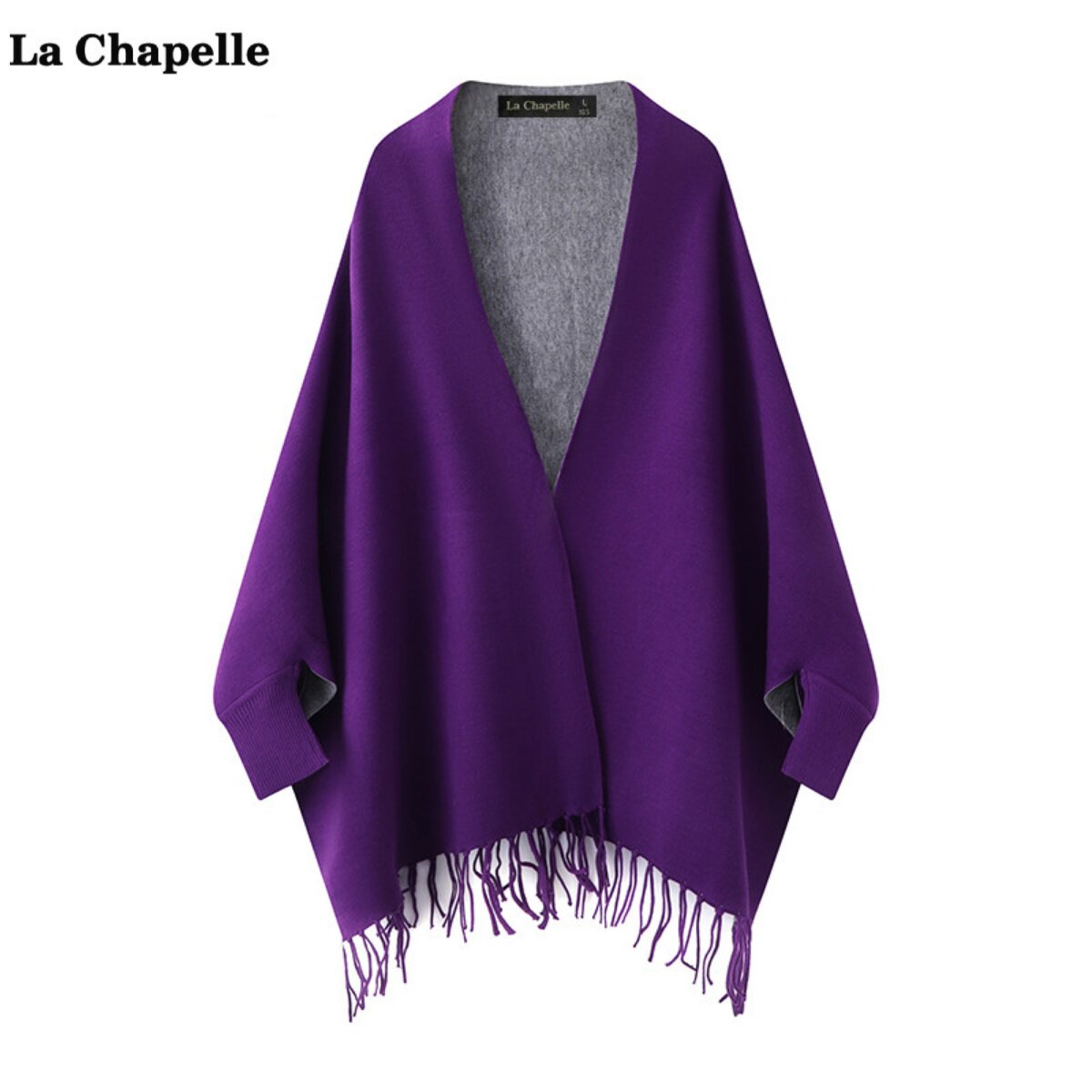 拉夏贝尔/La Chapelle高级感流苏披肩女旅游保暖时尚披风外搭围巾,女装/女士精品,毛针织衫,淘宝优惠券,粉丝福利购,淘宝优惠卷