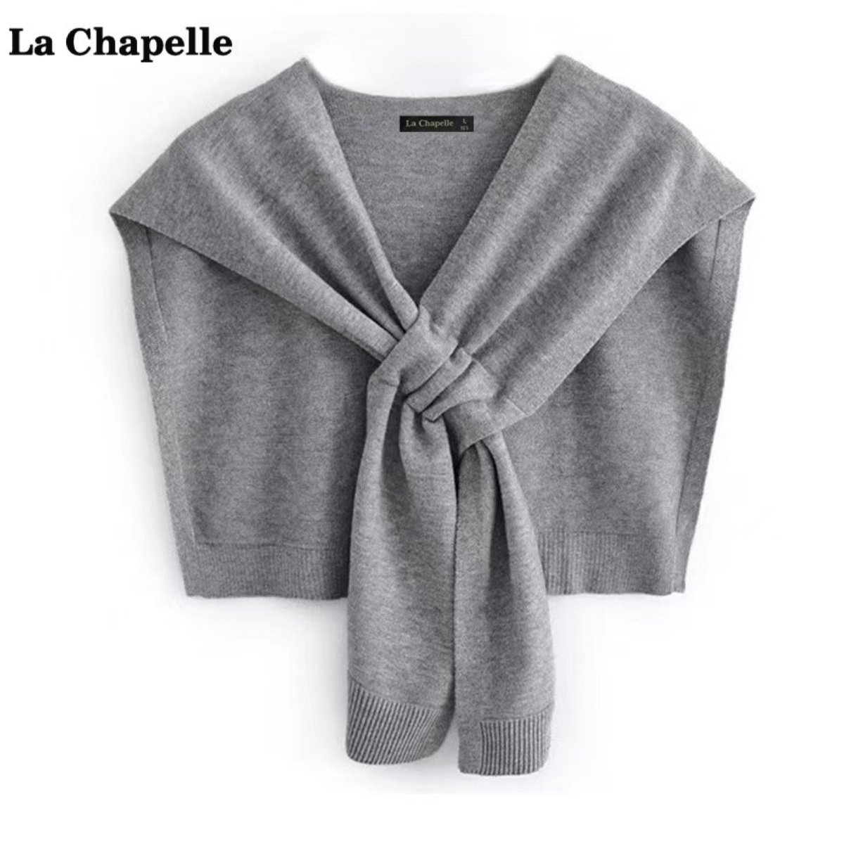 拉夏贝尔/La Chapelle针织披肩女韩版叠搭衬衫交叉款打结