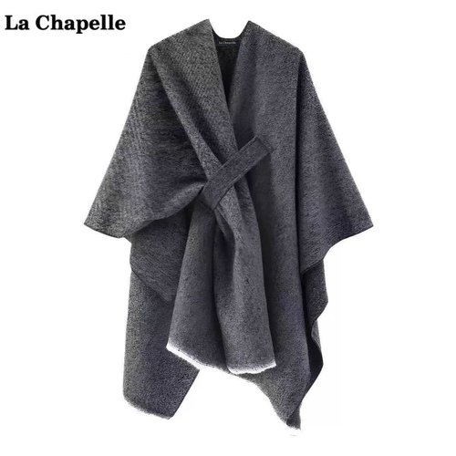拉夏贝尔/La Chapelle设计感仿羊绒披肩女秋冬保暖绑带百搭披风