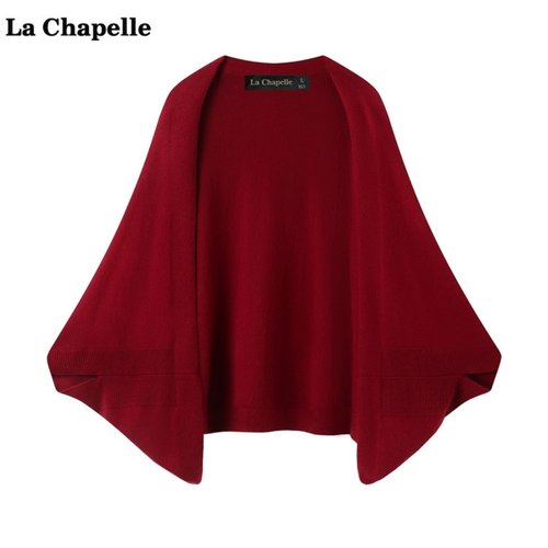 拉夏贝尔/La Chapelle时尚斗篷保暖披肩女气质高级感针织开衫外套