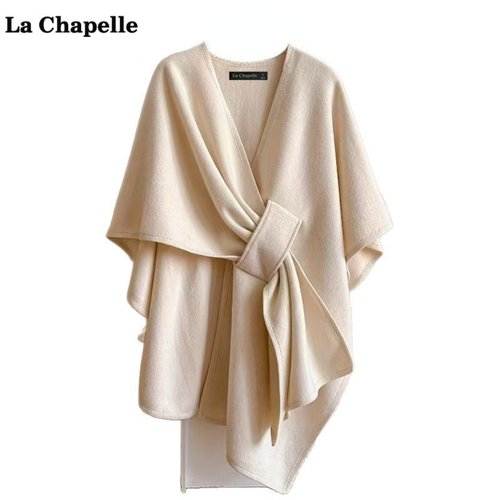 拉夏贝尔/La Chapelle气质斜插斗篷披肩女秋冬季保暖围巾外搭披风