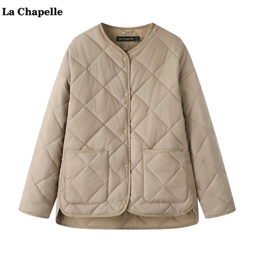 拉夏贝尔/La Chapelle空气棉休闲保暖外套女秋冬新款菱格夹克棉服