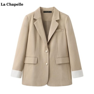 新款 拉夏贝尔 外套女春季 Chapelle黄色西装 高级感休闲宽松西服