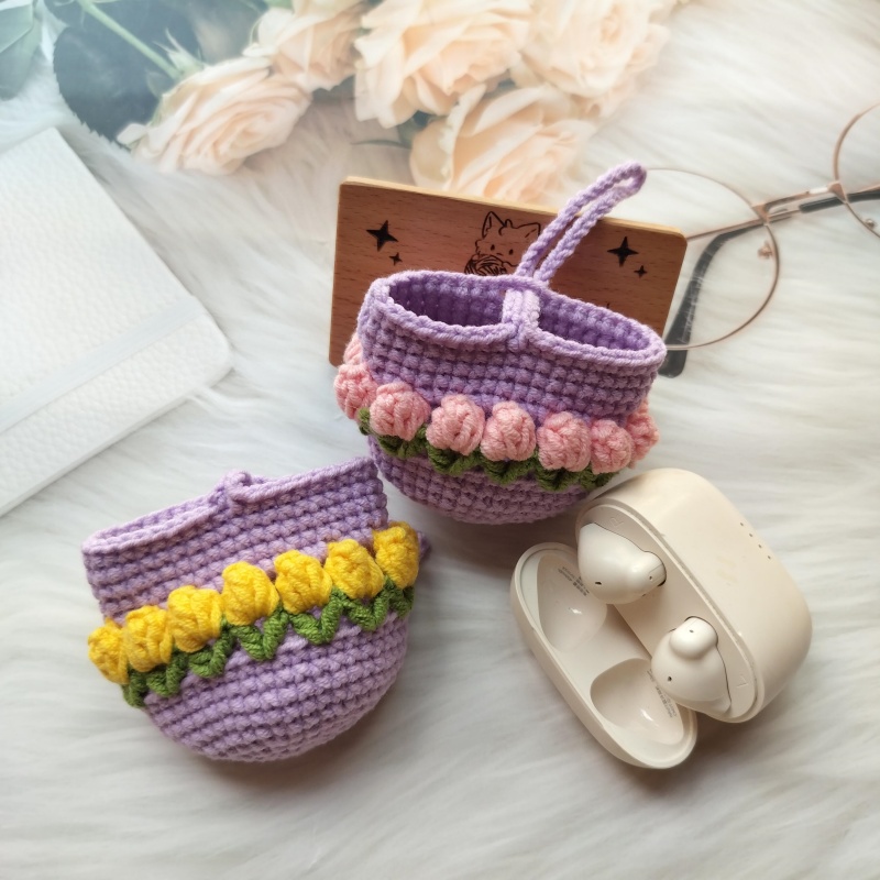 通用成品手钩花朵耳机包