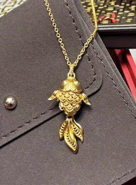 锦鲤年年有余纯银项链鱼跃龙门金鱼足银材质项链锁骨链男女礼物