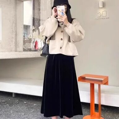 半身裙女春秋新款胖mm中长款