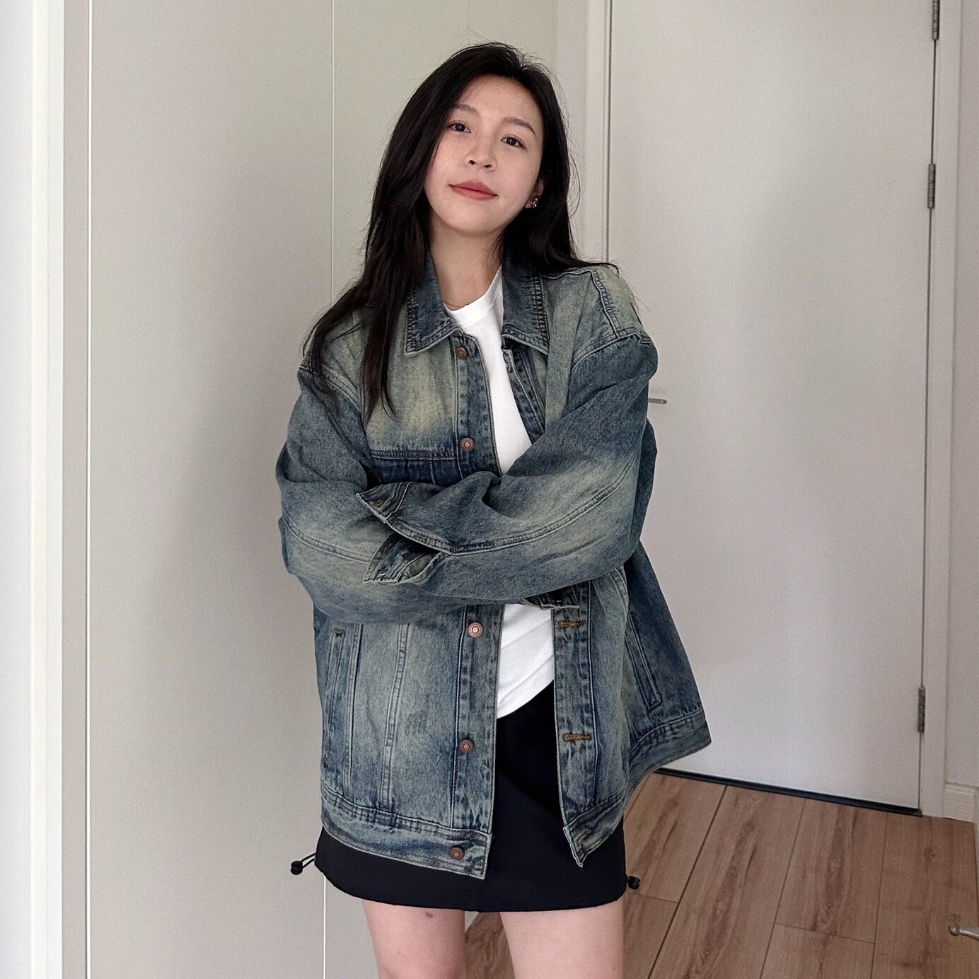 2024春秋新款牛仔外套女长袖 oversize韩版宽松vintage夹克衫bf潮