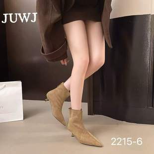 NO退NO换 2025新款 绒面细跟尖头加绒保暖短靴2215 10.23 冬季