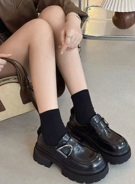 【支持退换】2025冬季新款南韩皮厚底百搭乐福鞋786SSNR 12.1