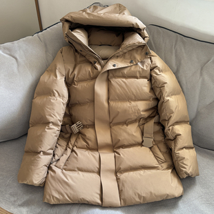 显瘦潮 羽绒服女士鹅绒服轻便修身 2024韩国新款 腰带收腰加厚中长款