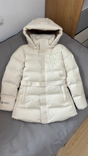 羽绒服轻便腰带收腰修身 鹅绒女士中长款 连帽外套秋冬 韩版 2024新款