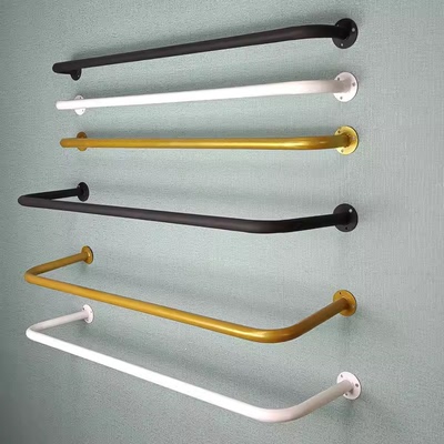 铁艺展示架上墙正侧挂衣服架金色圆管挂衣杆墙上衣架壁挂式家用