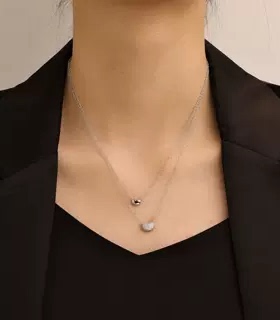 铜镀金小豆子双层项链女时尚轻奢吊坠网红同款潮饰品小巧锁骨链女