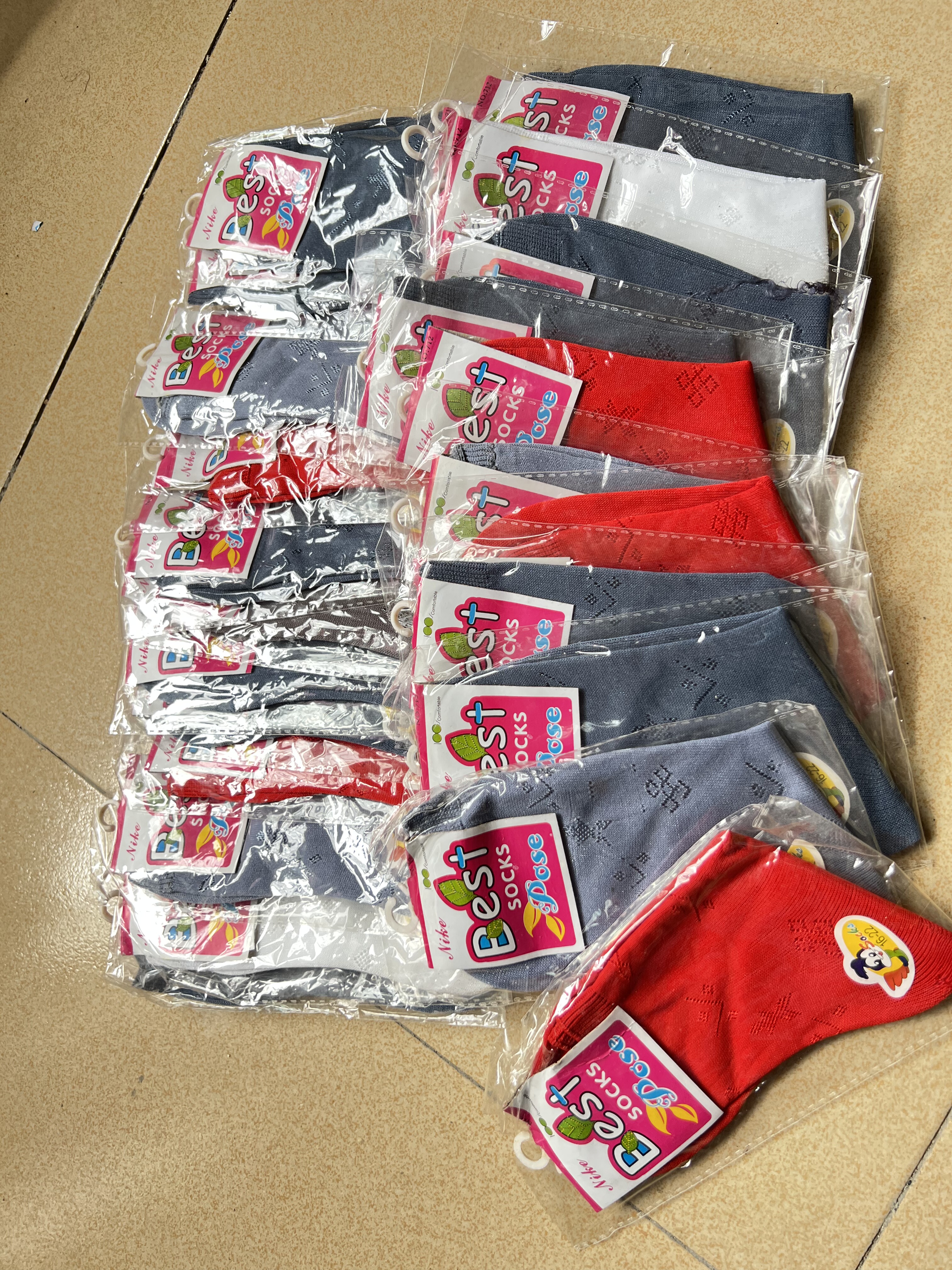 W127外贸原单中大童男女童春款新品袜子夏薄透气9双装随机发货