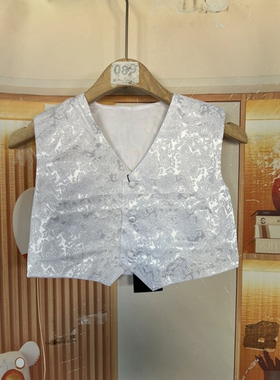 Z3204男女儿童款修身时尚坎肩黑色提花潮牌西装马甲