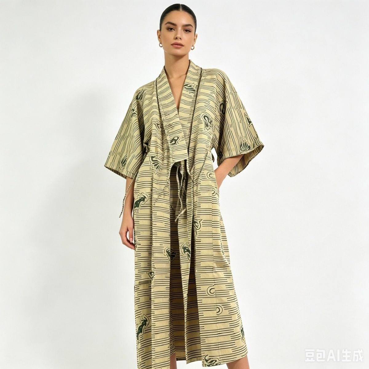 日本外贸原单春秋新款连衣裙时尚潮和服睡衣,衣服长150公分左右