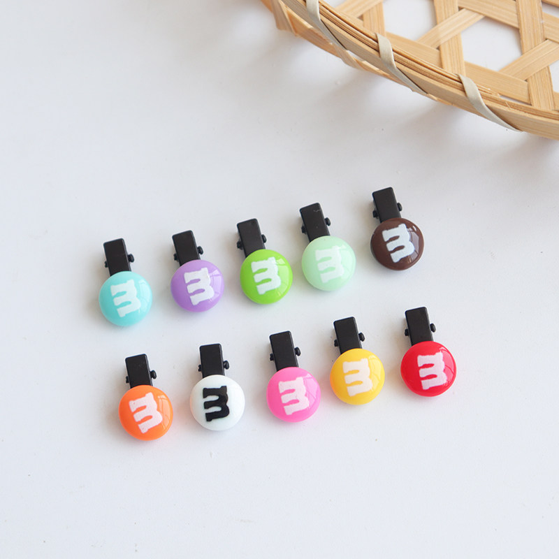 10个装可爱M豆发夹彩虹糖小夹子