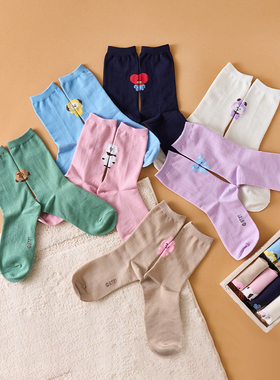 BT21 BASIC 系列 彩色针织袜 居家袜长袜 LINE FRIENDS连我朋友