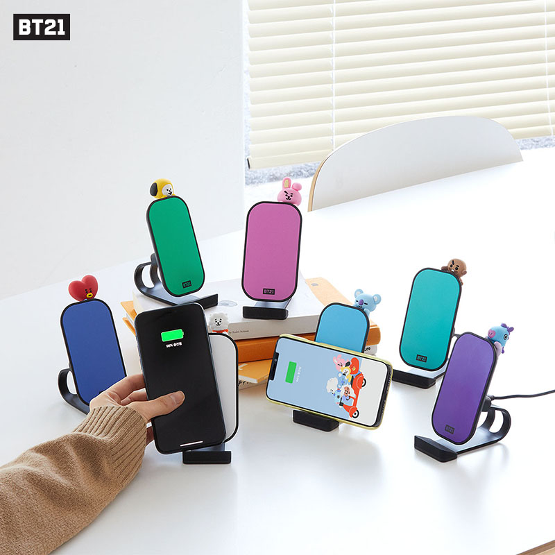 Bt21 vertical wireless mobile phone charger cartoon animation 3C peripheral fashion charging line friends