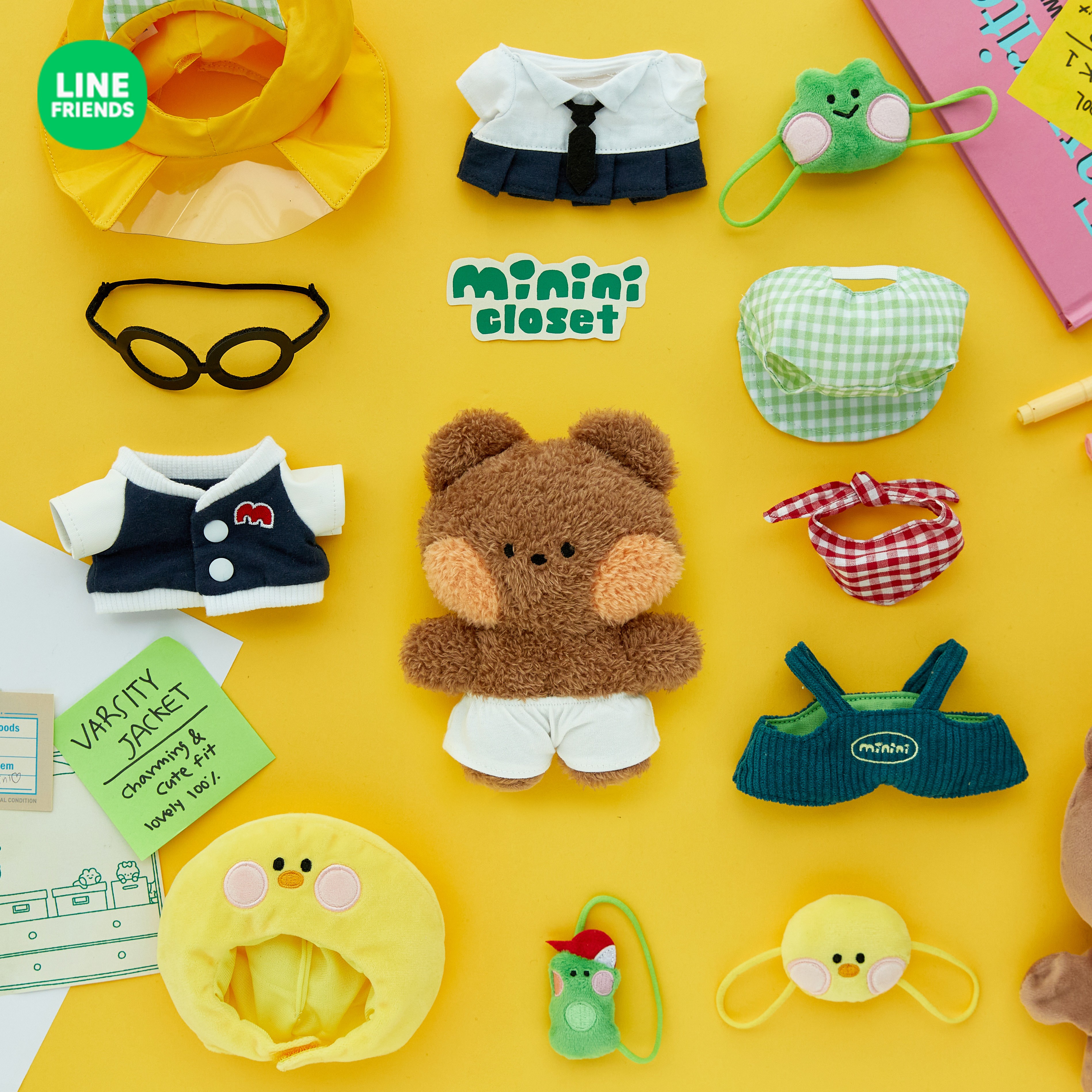 LINE FRIENDS连我朋友 minini closet变装玩偶 15cm卡通创意公仔-封面